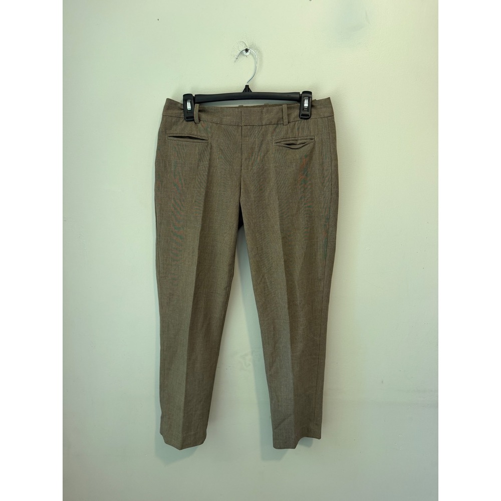 Gap Slim Cropped Glen Plaid Dress Pants Brown Two-Way Stretch Size 2R 2531